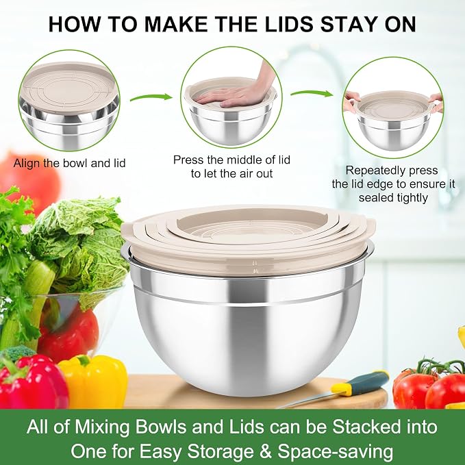 TeamFar Mixing Bowls with Airtight Lids, - Image 8