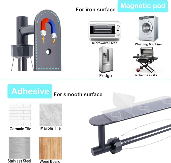 KIHOGEM Magnetic Paper Towel Holder, One Hand Operable Paper Towel Holder Wall - Image 5