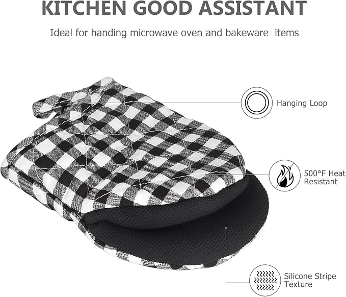 Short Oven Mitts, Heat Resistant 500°F, Silicone Grip Kitchen Gloves, Non-Slip - Image 5