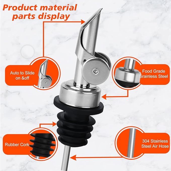 12PCS Weighted Liquor Bottle Pourers, Auto Flip Olive Oil Spout, Stainless - Image 4