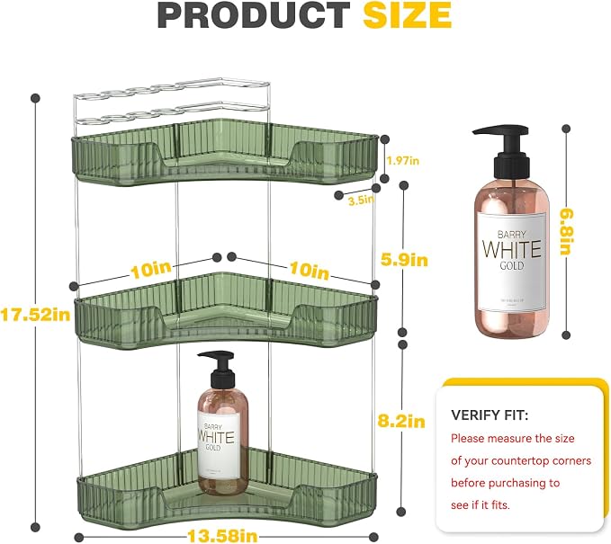 Asayuee 3-Tier Corner Bathroom Counter Organizer - Image 2