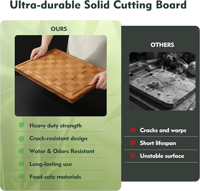 Extra Large Bamboo Cutting Boards, Non-Toxic & Durable - Image 5