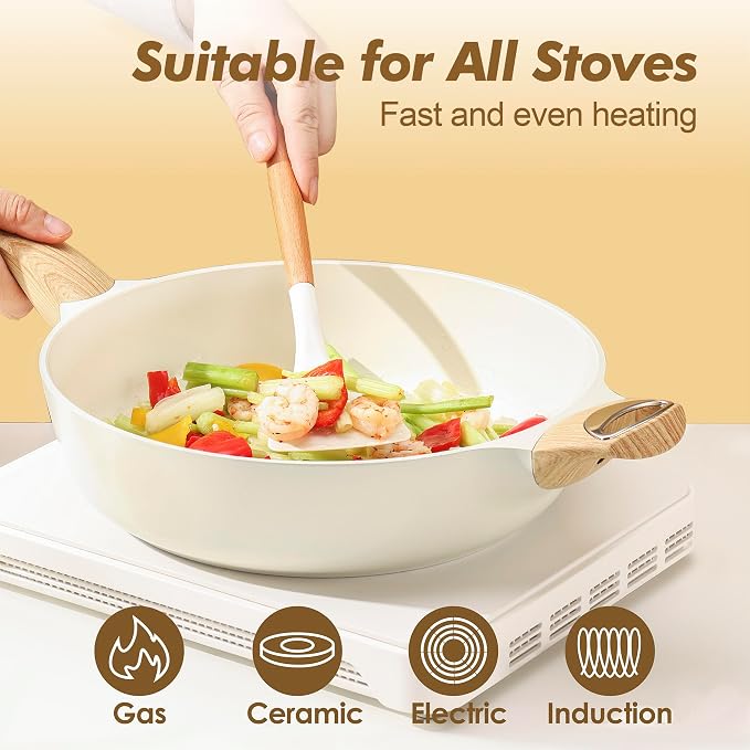 SENSARTE Ceramic Cookware Sets, Pots and Pans Set Non stick, 14 Piece Induction - Image 4