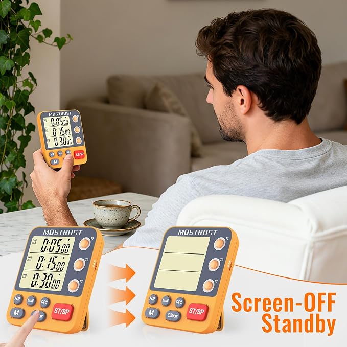 Digital Dual Kitchen Timer, 3 Channels Countdown Triple Timer - Image 5