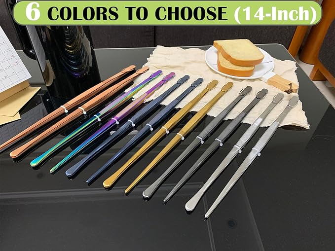 JETKONG 2 Pcs 14-Inch Food Tweezers Stainless Steel Tweezer Tongs Extra-Long - Image 5