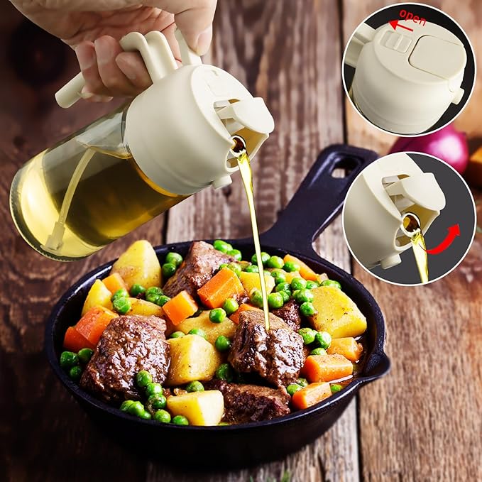 2 in 1 Glass Oil Sprayer & Dispenser, 16oz/470ml Olive Cooking, Air Fryer - Image 4