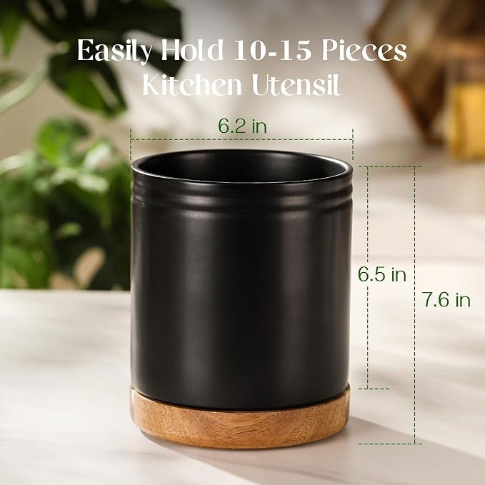 DOWAN 7.6" 360° Rotating Utensil Holder, Kitchen Utensil Holder - Image 2