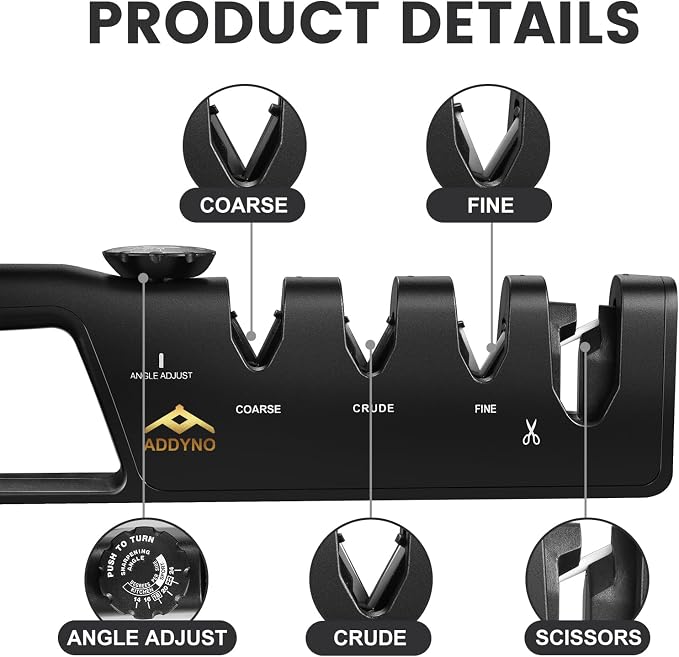 4-in-1 Knife Sharpener with Angle Guide, Adjustable Edge, 3-Stage - Image 3