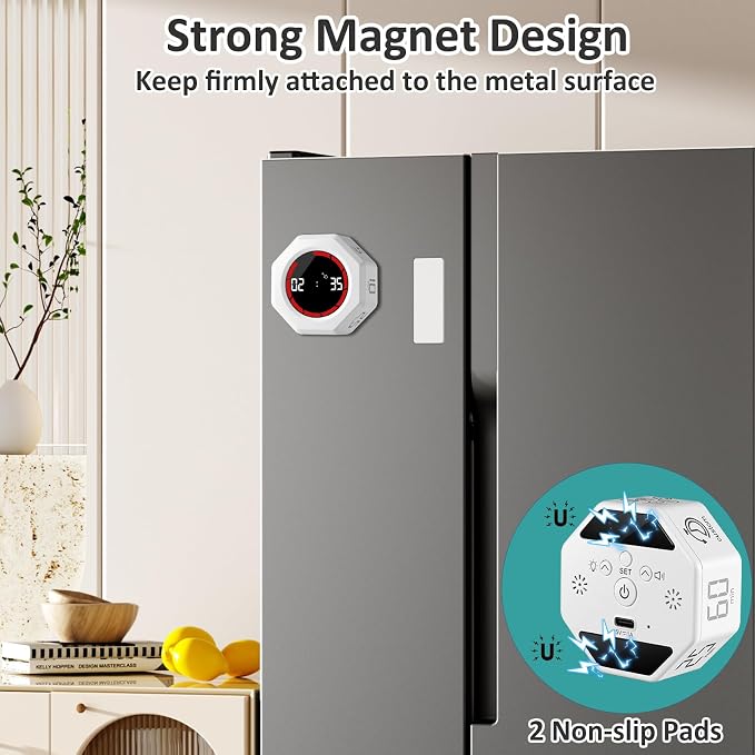 Rechargeable Pomodoro Timer, Magnetic Kitchen Timer - Image 4