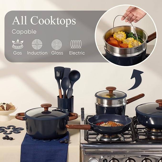 CAROTE 21pcs Cookware Set Nonstick Pots and Pans Set, Ceramic Cookware Set - Image 7