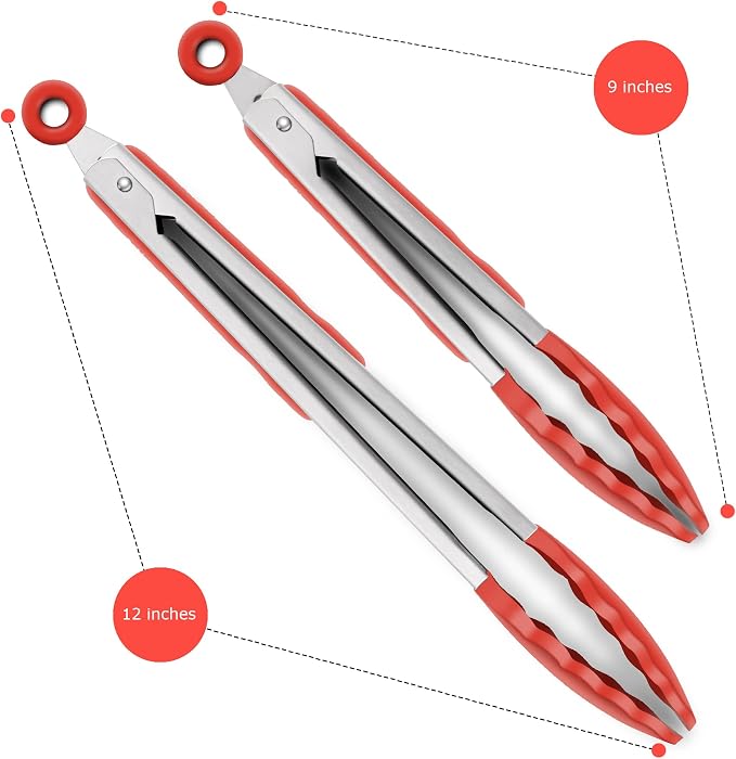 2 Pack Silicone Kitchen Tongs – 9" & 12" Set, Heat Resistant up to 500°F - Image 4