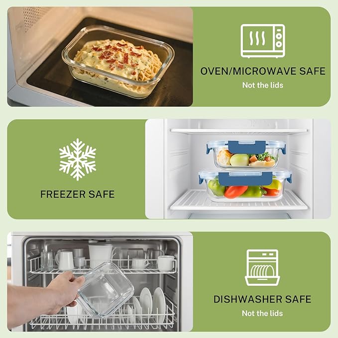 HOMBERKING 8 Pack Glass Food Storage Containers - Image 4