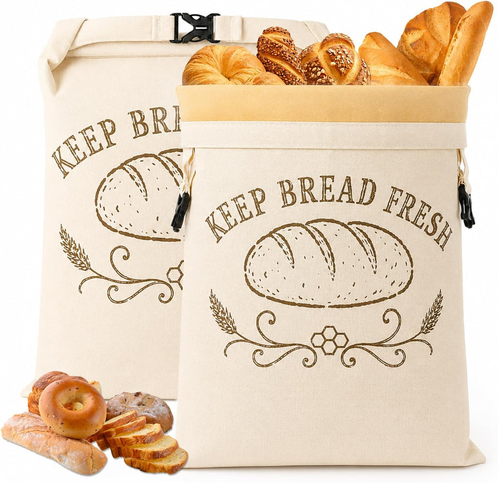 2 Pack Beeswax Bread Bags for Sourdough Homemade Reusable Bread Bag