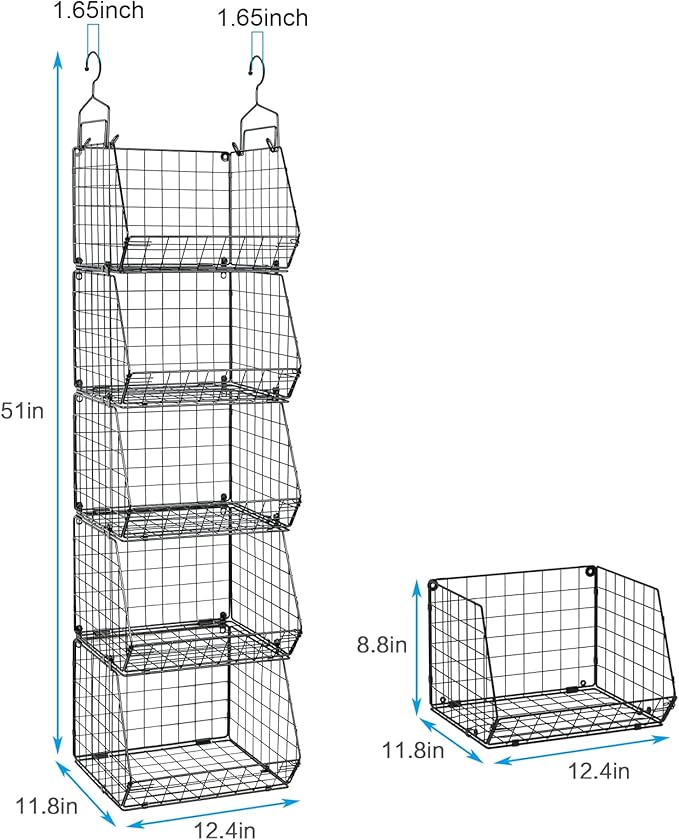 5 Tier Closet Hanging Organizer, Clothes Hanging Shelves - Image 3