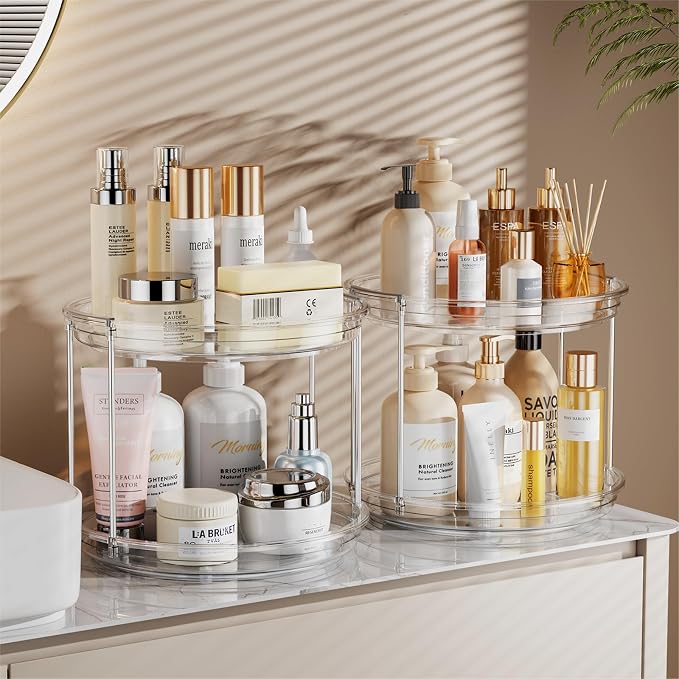 LAMU 2 Pack 2 Tier Lazy Susan Turntable Organizer 9.25'' Rotating Spice Rack - Image 4