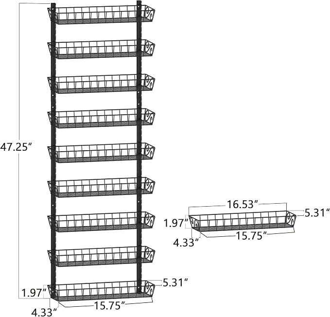 SWOMMOLY Adjustable Wall Mount Spice Rack, 9-Tier Dual-use Organizer - Image 3