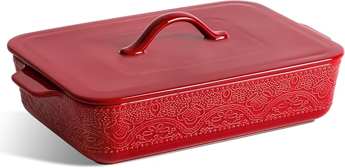 Casserole Dish with Lid, Ceramic 9x13 Casserole Dish by IntoYourHouseOntoYourTable