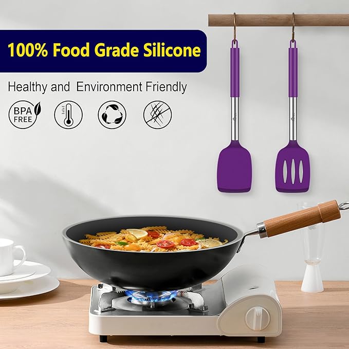 HOTEC Silicone Spatula Set of 2 Heat-Resistant 600°F & BPA-Free Kitchen - Image 3