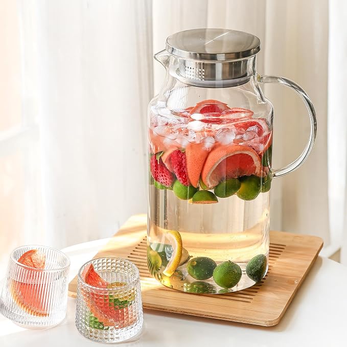 128oz Glass Pitcher with Lid, 1 Gallon Glass Water Pitcher Hot/Cold Water Jug - Image 6