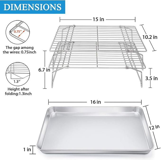 P&P CHEF 16 Inch Stainless Steel Baking Sheet - Image 2