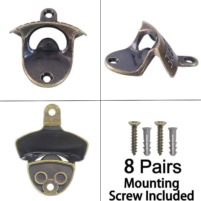 8 PCS Wall Mount Bottle Opener Antique Bronze, Old Fashioned Bulk Beer Bottle - Image 4