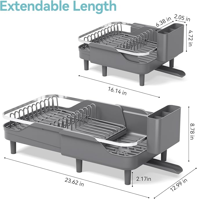 Urackify Expandable Dish Rack for Kitchen Counter, 16.14"-23.62" Large - Image 7