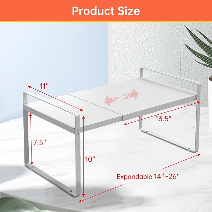 Expandable Cabinet Organizer 14"~25", Kitchen Shelf Organizer Spice Rack 11” - Image 5