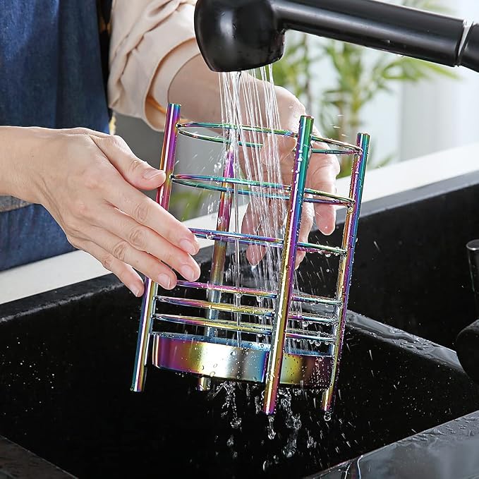 Rainbow Kitchen Utensil Holder for Kitchen Counter, Stainless Steel Utensil - Image 6