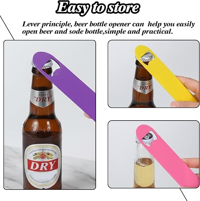 6 Pcs Colorful Stainless Steel Heavy Duty Flat Bottle Openers, 7 Inch Solid - Image 4