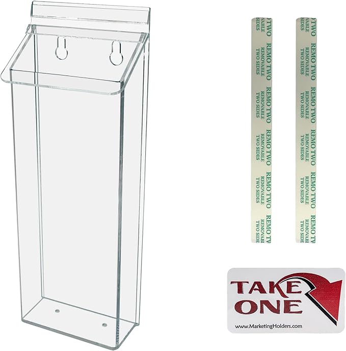 Outdoor Brochure Holder Holds 4” x 11” Tri Folds Rack Cards Wall Mount Clear by MarketingHolders