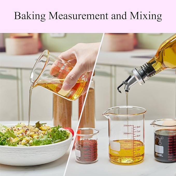 High Borosilicate Glass Measuring Cup-V-Shaped Spout, 250ml Glass Measuring - Image 5