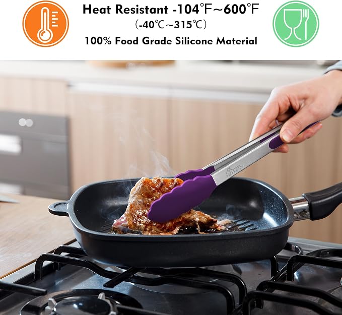 HOTEC Premium Stainless Steel Locking Kitchen Tongs - Image 2