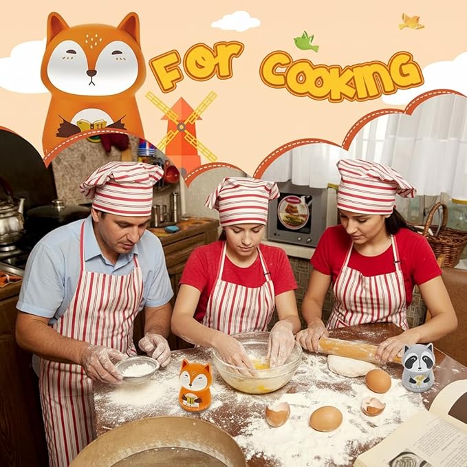 Amylove 4 Pieces Cute Kitchen Timer Animal Mechanical Manual Fox Raccoon Bear - Image 4