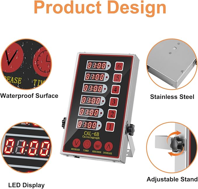 Precision Kitchen Timers for Cooking – 6 Channel Commercial Kitchen Timer - Image 6