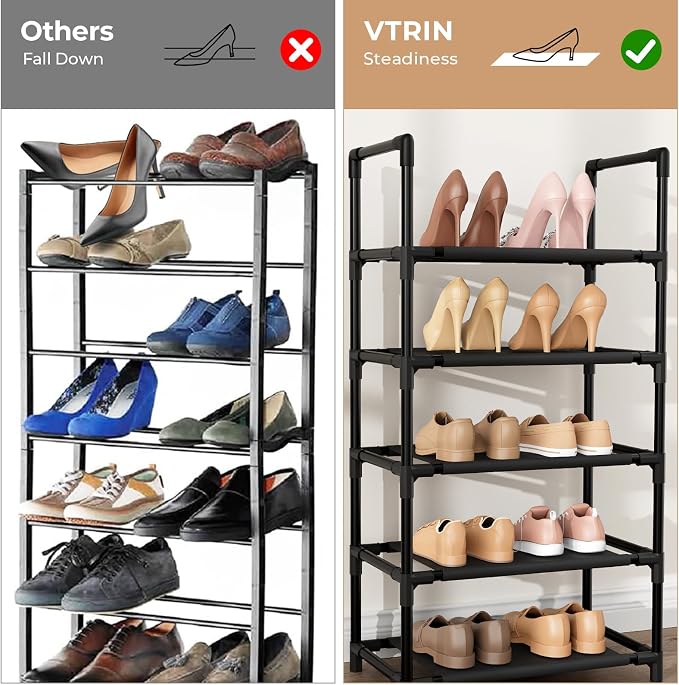 VTRIN 10 Tiers Tall Shoe Rack Holds 20-25 Pairs of Shoes Sturdy Vertical Shoe - Image 6