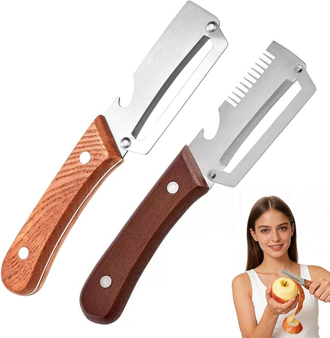 Roselli Wooden-Handled Stainless Steel Shredder and Peeler, Stainless Steel by Unknown