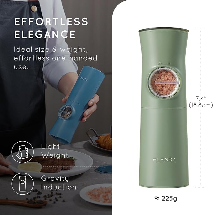 Flendy Gravity Electric Salt and Pepper Grinder Set Rechargeable, Automatic - Image 3