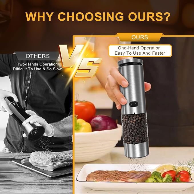 EIHO Electric Salt and Pepper Grinder Set USB Rechargeable, Upgraded External - Image 8
