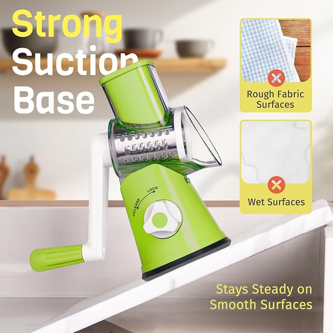 Rotary Cheese Grater Hand Crank, 3 Blades Slicer Shredder, Cheese Grater - Image 6