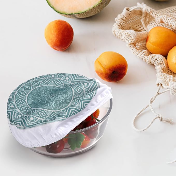 10Pcs Reusable Bowl Covers In 5 Size, Stretch Cloth Fabric Dish Cover Kitchen - Image 7