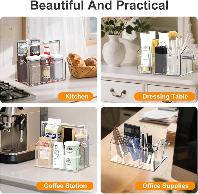 Acrylic Utensil Caddy.Silverware Organizer & Utensil Holder-Heavy-Duty - Image 4