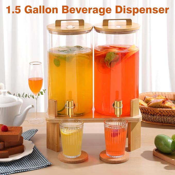 1.5 Gallon 2 PACK Glass Drink dispenser, Beverage Dispenser - Image 6
