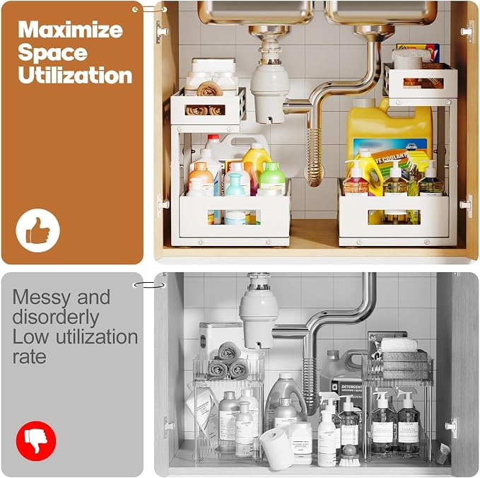 1-Pack Under Sink Organizers and Storage, 2-Tier L Shape Pull Out Cabinet - Image 7