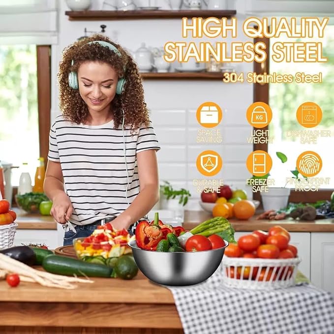 Mixing Bowls Set, Stainless Steel - Image 4