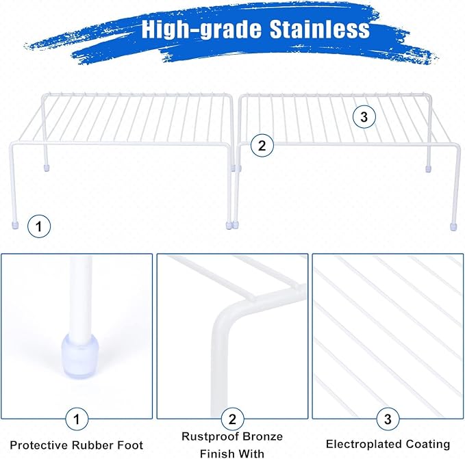 Medium Cabinet Storage Shelf Rack, 6 Shelves, Kitchen Counter and Cabinet Shelf - Image 5