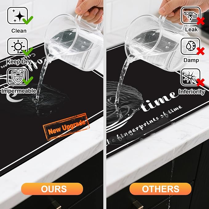 Dish Drying Mats for Kitchen Counter, Waterproof Coffee Mat for Countertop - Image 5