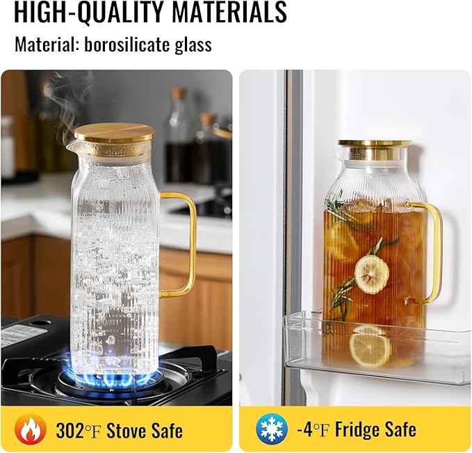 4 Pack 2 Liter/68 oz Square Glass Pitcher - Image 6