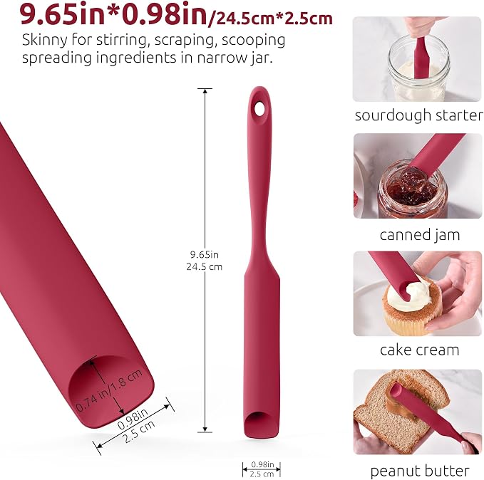 U-Taste Silicone Jar Spatula for Sourdough Starter: Long Skinny Food-Grade Jam - Image 2