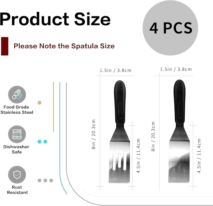 Small Spatula Professional Mini Serving Spatula, 4 Pieces Stainless Steel Metal - Image 2