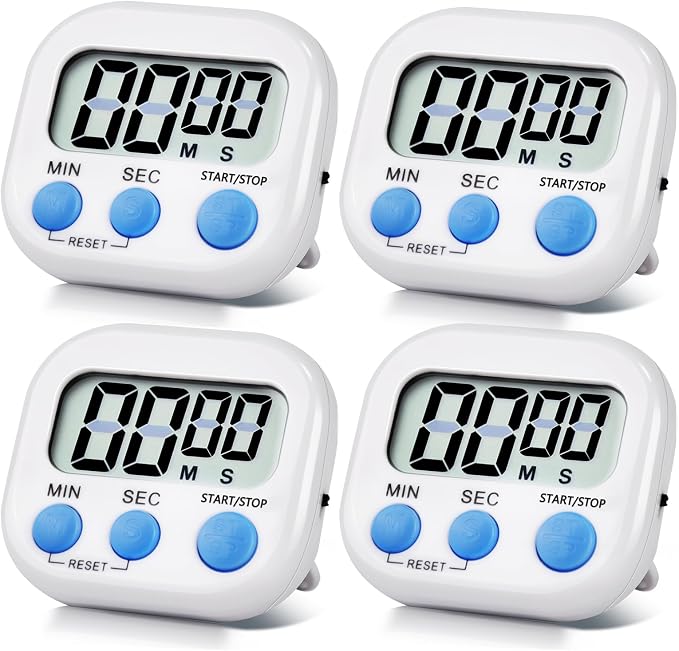 4 Pack White Digital Kitchen Timer Magnetic Digital Timer by Unknown